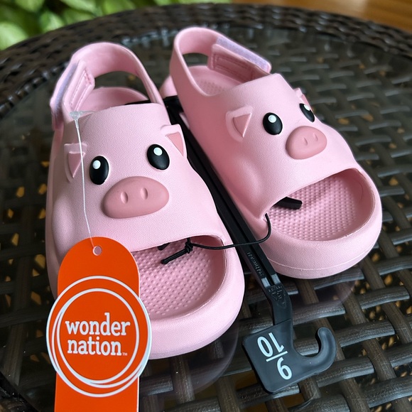 Wonder Nation Girls Sandals Pink Beachwear Critter Pig Slipper Size 9-10 New - Picture 8 of 8